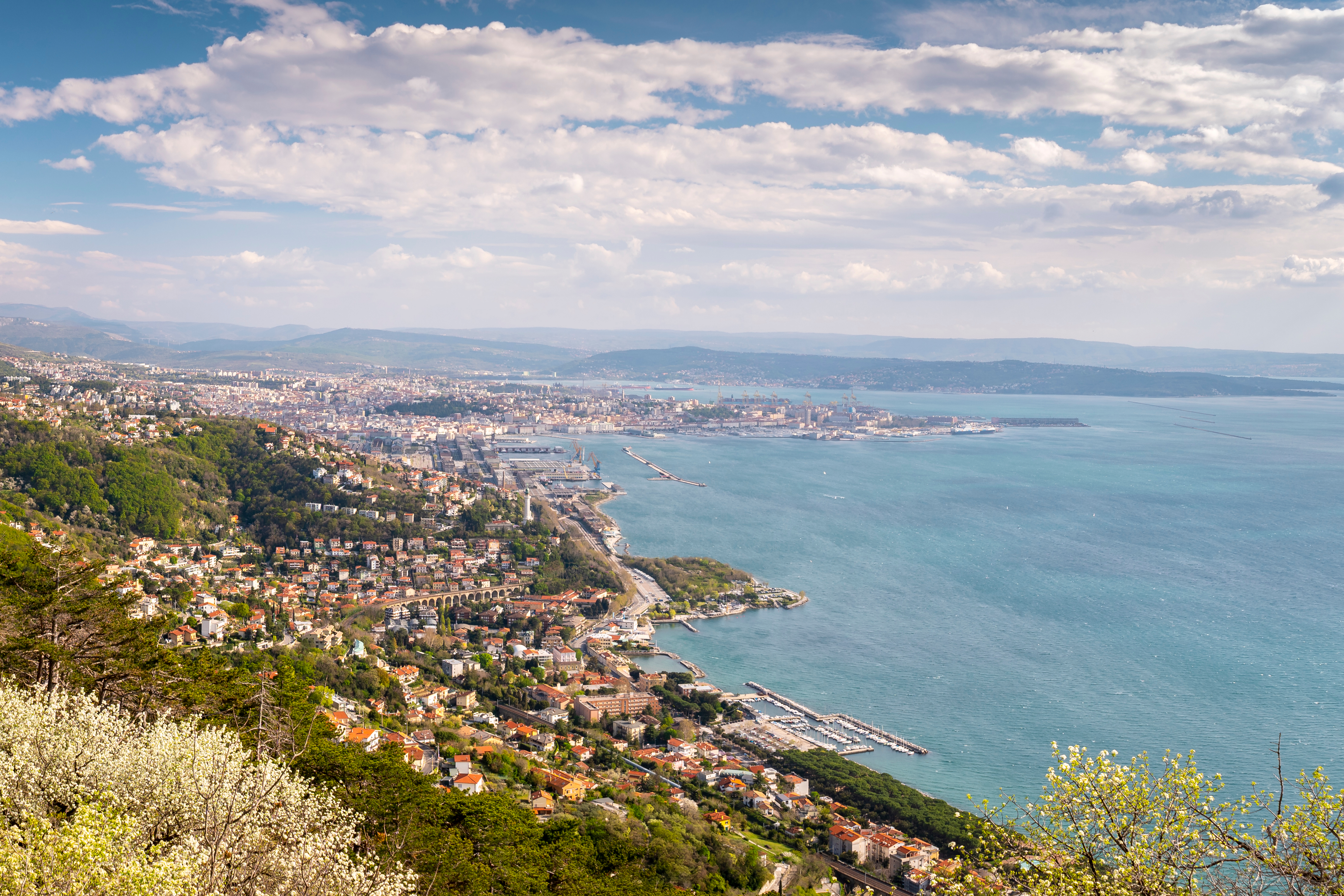 Panoramic,View,Of,The,Beautiful,City,Of,Trieste,In,Italy
